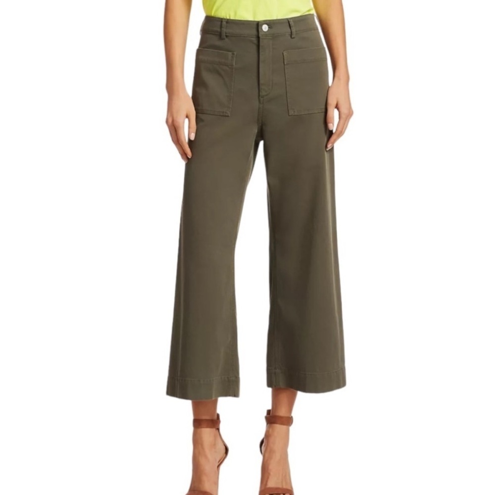 A.L.C. Fallon High rise Wide Leg Cropped Pants in Army Green Size 6